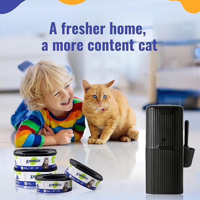 4 Pack Cat Litter Refill Bags, Non-See-Through Jumbo 120FT Cartridge Refill Total Up to Over 16 Months Per Cat for Odor Control, Compatible with Genie Standard, Plus, Style-PurrikoPets