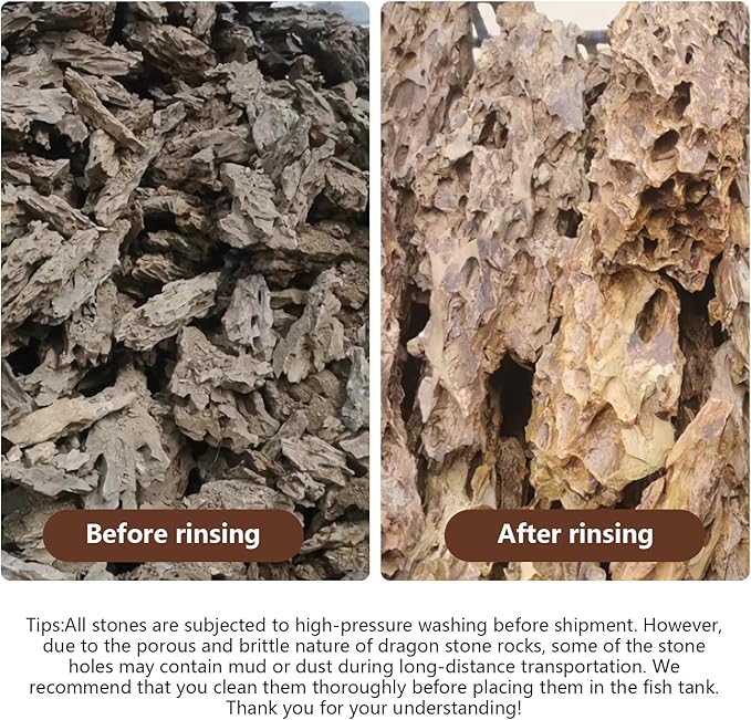 Dragon Stone Rock for Aquascaping,Aquarium Decor, Fish Tank Decorations,3-10 Inches Natural Ohko Stone for Fish Tank Landscaping (6.6 Pounds)-PurrikoPets