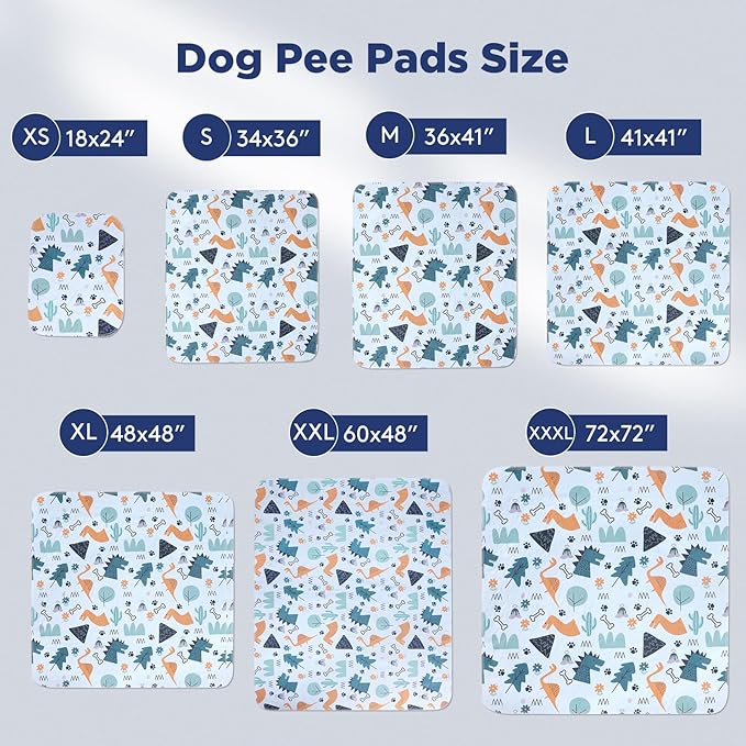 FURTIME Washable Pee Pads for Dogs, 2 Pack Large 34"x36" Super Absorbent Reusable Puppy Pads, 100% Waterproof Non-Slip, Whelping Dog Playpen Crate Mat for Potty-PurrikoPets