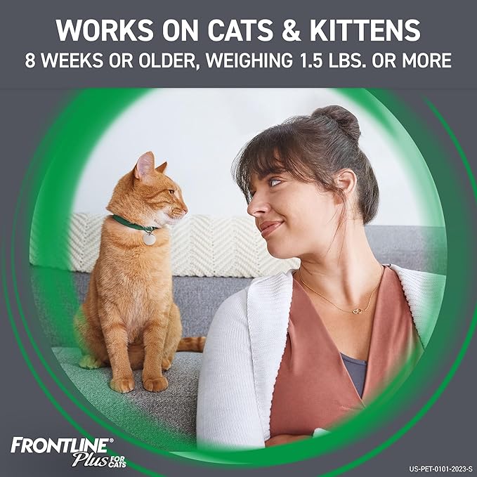 FRONTLINE Plus Flea and Tick Treatment for Cats Over 1.5 lbs. 8 Treatments-PurrikoPets