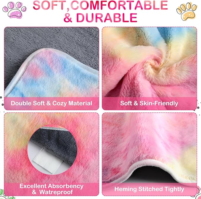 4 Pcs Waterproof Guinea Pig Blankets Washable Small Animal Fleece Bedding Absorbent Guinea Pig Cage Liners Reusable Pet Pee Pad Sleep Mat Pad Cover for Hamster Ferret (Tie Dye Pattern,24 x 16 Inch)-PurrikoPets