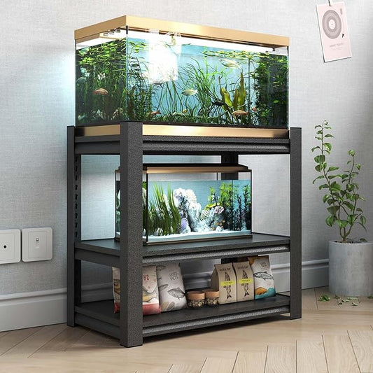 Fish Tank Stand,3-tier Rack Shelf Heavy Duty Metal Frame Aquarium Stand 20 Gallon,Reptile Terrarium Stand for 30 Gallon Long Aquarium,Reptile Tank Stand,Breeder Tank Stand,31.5"*18"*34"-PurrikoPets