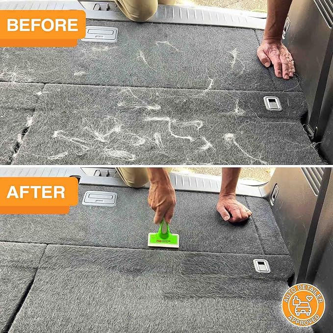 FurDozer X6 Pet Hair Remover & Auto Detailing Tool - Cat & Dog Hair Remover for Carpets, Car Interiors, Couches, Bedding, & Pet Furniture - Reusable Pet Hair Removal Tool for Fur & Lint (2-Pack)-PurrikoPets