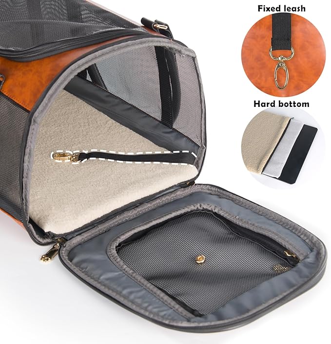 Dog Soft-Sided Carriers Pet Carrier for Small Dogs Cats, Fashion PU Leather Small Dog Carrier Pet Purse, Airline Approved Travel Pet Carrier for Puppy Kitten Small Animals-PurrikoPets