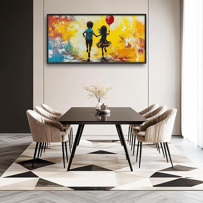 Framed Large Banksy Wall Art for Living Room, Oversized Colorful Graffiti Children Wall Decor, Peaceful Canvas Painting Pictures Modern Artwork Home Decoration for Living Room Bedroom 60"x30"-PurrikoPets