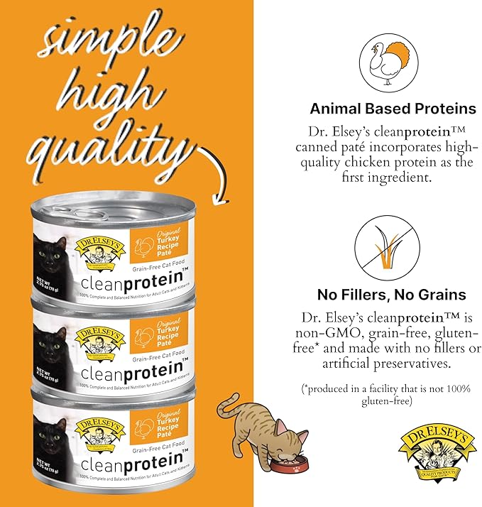 Dr. Elsey's cleanprotein Original Turkey Recipe Wet Cat Food, (Pack of 24), 2.75oz Cans-PurrikoPets