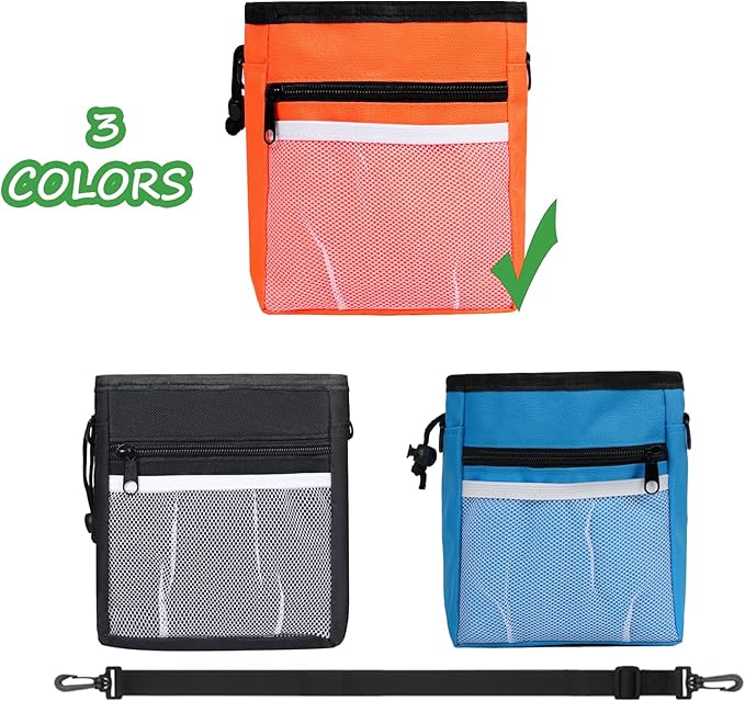 Dog Treat Pouch Pet Training Kit - Silicone Treat Bag Magnetic Closure, Puppy Training Clicker, Dog Whistle, Dog Water Bowls, Poop Bags & Holder, 4 Ways to Wear Walking Fanny Pack - Orange-PurrikoPets