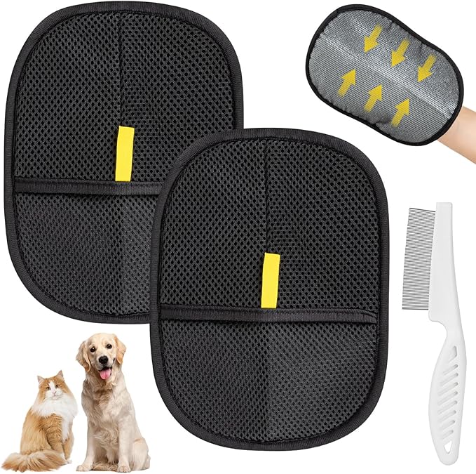 2Pcs Pet Hair Removal Glove, Electrostatic Gloves Pet Hair, Reusable Cat Hair Remover Glove, Upgraded Hair Removal Tool-PurrikoPets