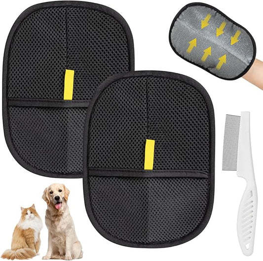 2Pcs Pet Hair Removal Glove, Electrostatic Gloves Pet Hair, Reusable Cat Hair Remover Glove, Upgraded Hair Removal Tool-PurrikoPets