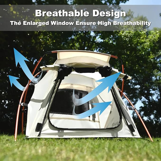 Dog Tent Cat Tent with Aluminum Poles and Camping Mat, Outdoor Waterproof Pet Tent with Zippered Mesh Door, Dog House, Cat House, Pet Playpen, Portable and Collapsible (White, Small)-PurrikoPets