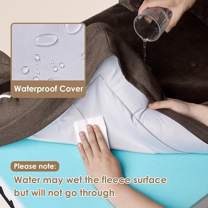 EHEYCIGA Orthopedic XL Dog Beds, Waterproof Memory Foam Dog Bed for Extra Large Dogs, Non-Slip Bottom and Egg-Crate Foam Big Pet Couch Bed with Washable Removable Cover, Brown-PurrikoPets