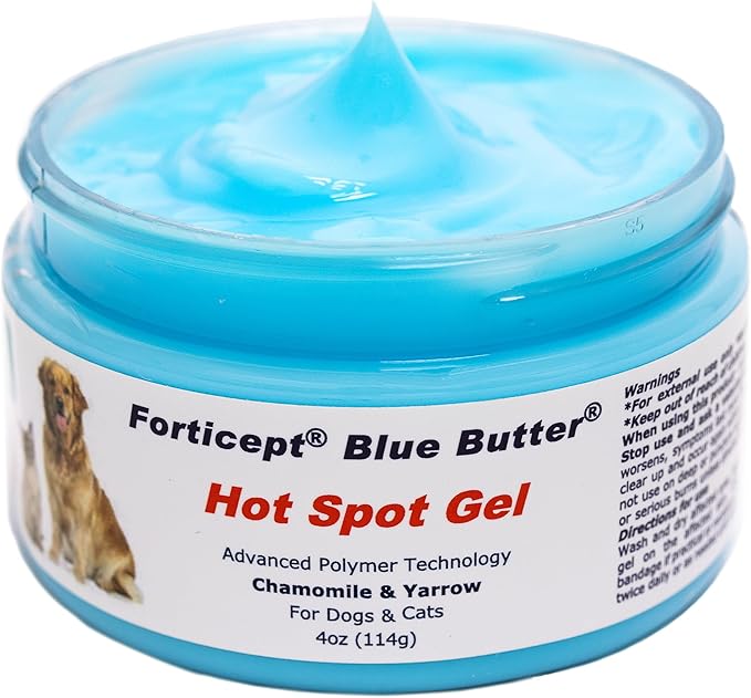 Forticept Blue Butter – Hot Spot Treatment for Dogs | Dog Wound Care | Skin Yeast Infections, Ringworm, Cuts, Rashes, First Aid Veterinary Strength Topical Ointment 4oz-PurrikoPets