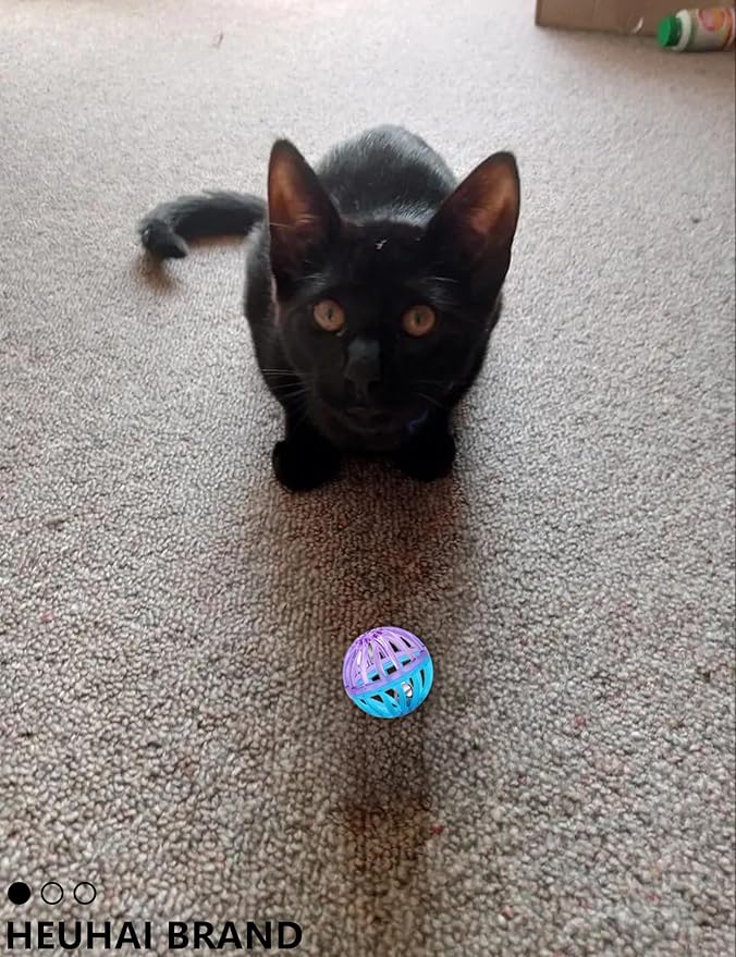 5-Piece Cat Toy Balls with Bells for Kittens and Indoor Cats, Over The Moon(1.5'', Basic Cat Toy Set)-PurrikoPets