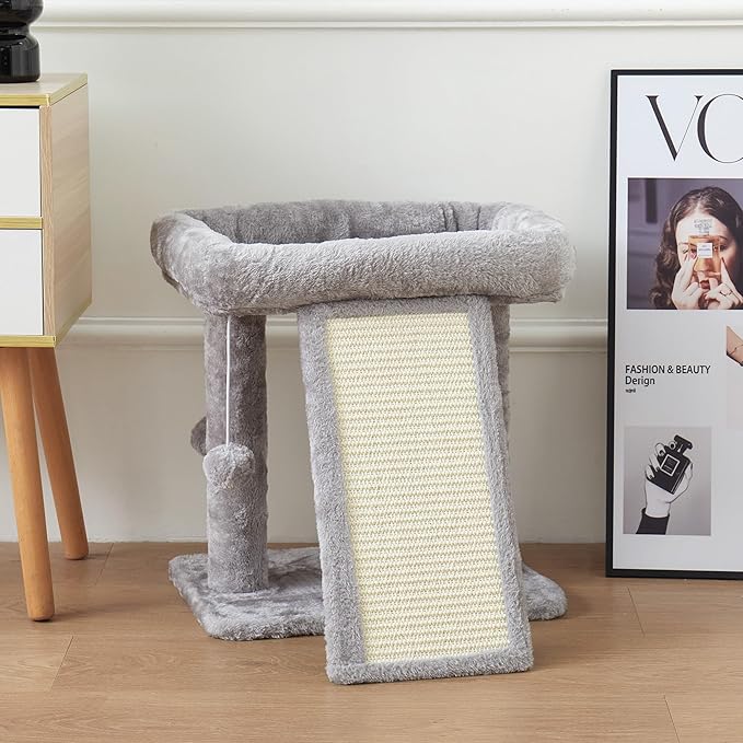 17.7-inch Small Cat Tree Tower with Scratching Post for Indoor Cats,Light Grey-PurrikoPets