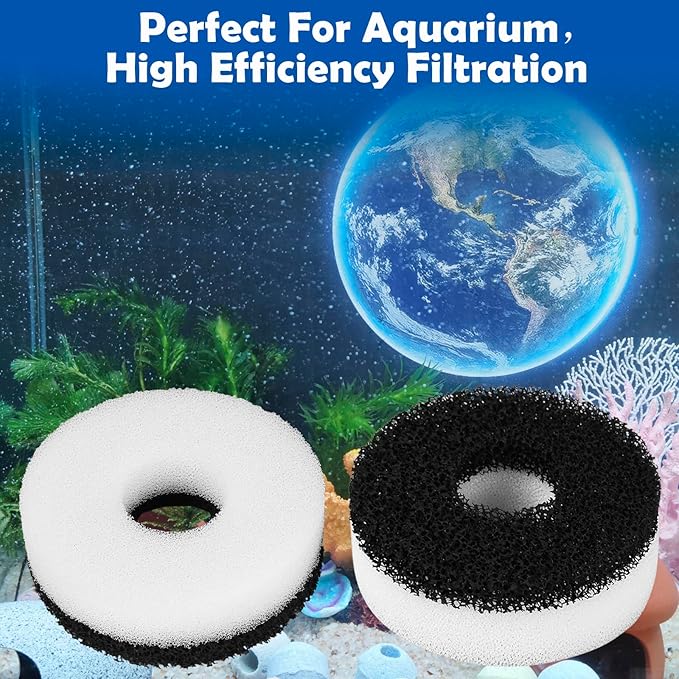 Foam and Carbon Rings Filter Replacement Compatible with Biorb Aquariums(10 carbon foams, 10 regular foams, 2 cleaning brushs and 1 piece cleaner pad)-PurrikoPets