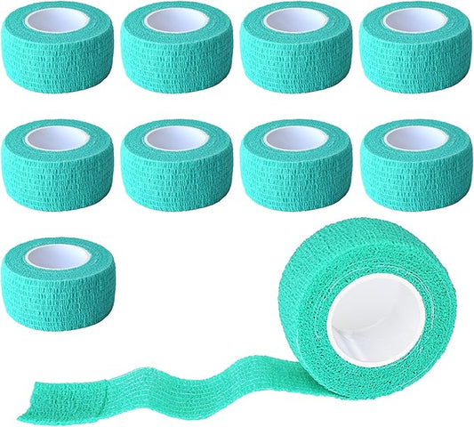 9 Pack 1" x 5 Yards Self Adhesive Bandage Wrap Self Stick Wrap for Ankle, Wrist, Finger, Sports, Breathable Cohesive Vet Tape for Pets (Middle Green)-PurrikoPets