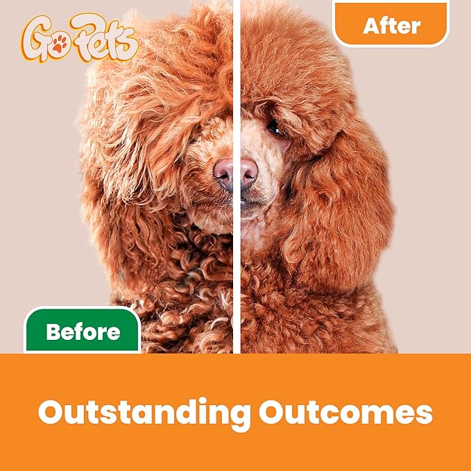 GoPets Double Row Dematting Rake, Undercoat Grooming Tool for Thick and Long Coat Pets, Ideal for Sensitive Skin, Reduces Breakage, Supports Daily Shedding Control, Detangler for Dogs and Cats-PurrikoPets