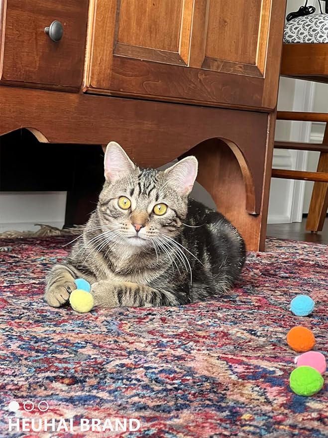 80-Pack Cat Toy Balls 10 Assorted Colors 1.25 Inch Diameter Suitable for All Cat Sizes (Cat Toys Value Pack)-PurrikoPets