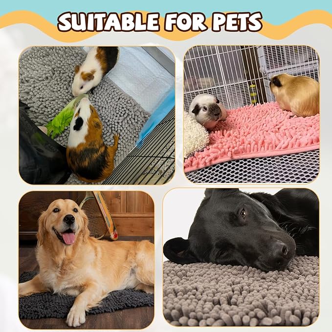 8 Pcs Guinea Pig Liner Washable Rabbit Cage Liner 16x12 Inch Guinea Pig Fleece Mats Reusable Bedding Pee Pads for Small Animals, Bunny (Gray, Green, Pink, Blue)-PurrikoPets