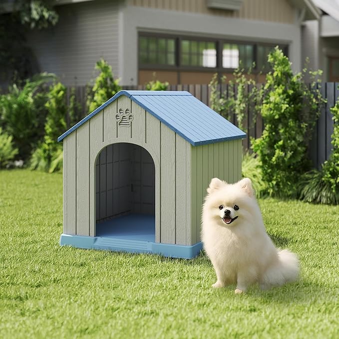 DRATO Dog Houses Resin Small Indoor Outdoor Dog Kennel for All-Weather Use Cozy Shelter for Small Dogs in Home, Garden, or Balcony-PurrikoPets