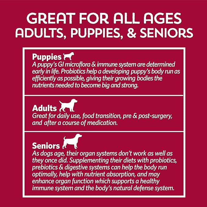 Fidobiotics Good Guts for Big Mutts Probiotic for Dogs, 12 Billion CFUs, 11 Strains, 5 Digestive Enzymes, 2 Prebiotics, Digestive Gut Health for Dogs, Adult & Puppy Probiotics Supplements (20 Days)-PurrikoPets