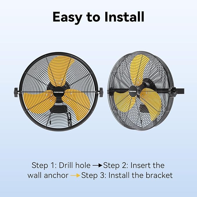 14 Inch Wall Fan Pro Series - Waterproof Motor High Velocity Wall Mount Fans for Commercial, Residential, Warehouse, Covered Patio, Shop, Garage, Barn 3 Speed 3000 CFM UL Safety Listed-PurrikoPets