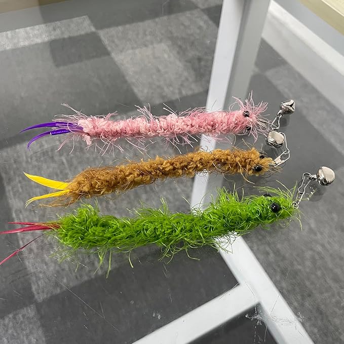AcceLeah Cat Worm Toy Refills - Assorted Teaser Wand Toys with Bell (11 Pcs)-PurrikoPets