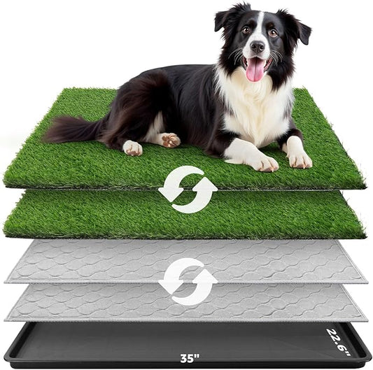 Dog Grass Large Potty Patch, Dog Litter Boxes Artificial Grass Bathroom Turf for Pet Training, Washable Puppy Pee Pad, Perfect Indoor/Outdoor Portable Potty Pet Loo-PurrikoPets