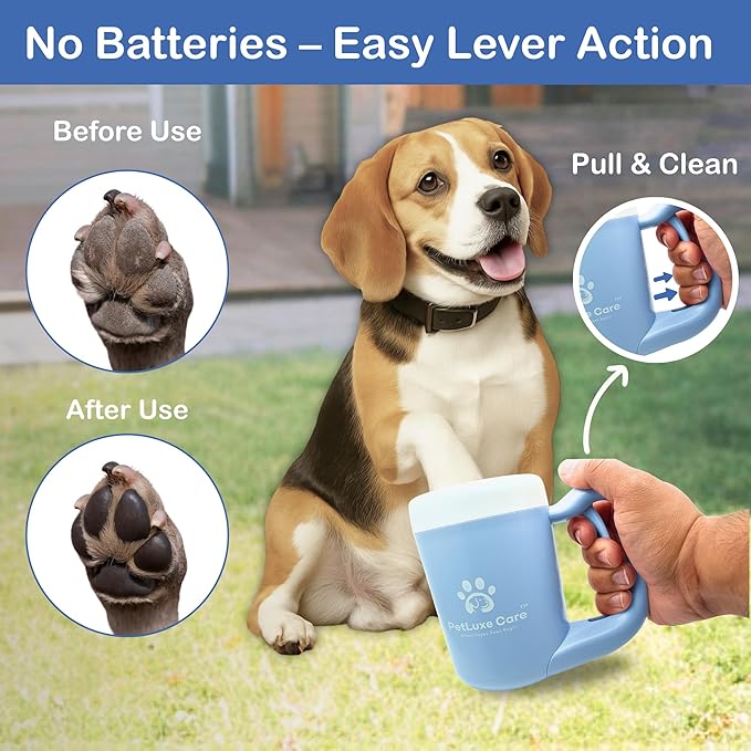 Dog Paw Cleaner for Small & Medium Dogs – Portable Paw Washer Cup with Soft Silicone Brush, Towel & Moisturizing Balm – Gently Cleans Muddy Paws After Walks (Blue, Medium)-PurrikoPets