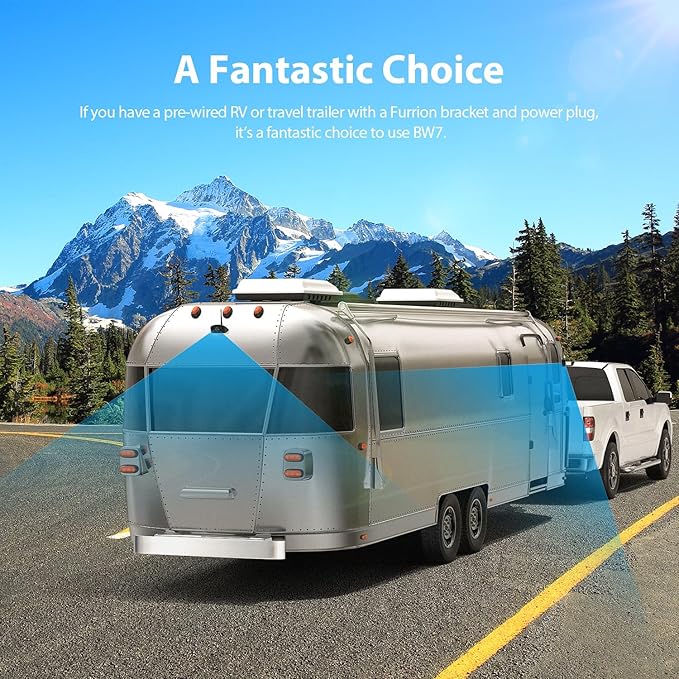 3-Camera Wireless RV Backup Camera System with 7-Inch Monitor, 1 Rear Sharkfin, 2 Side Cameras, DVR Monitor & IR Night Vision, IP69K Waterproof, Compatible with Furrion Pre-Wired RV Trailer-PurrikoPets