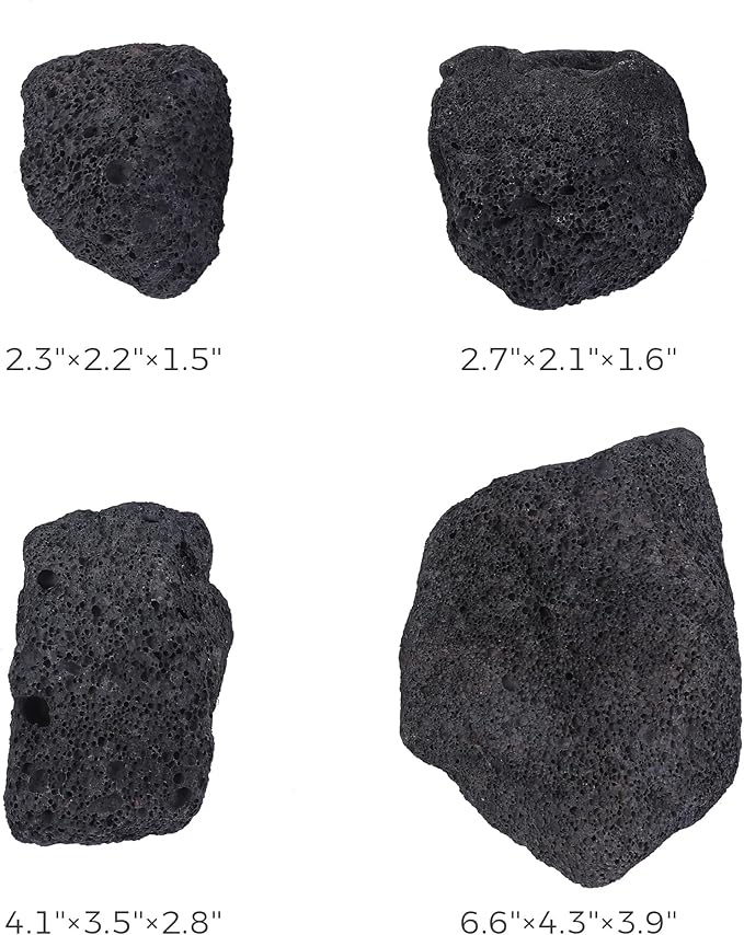 2-6 Inches Large Natural Black Lava Rock 4 PCS Aquarium Rocks for Aquascaping, Aquarium Landscaping, Terrariums, Fish Tank Decoration, Vivariums, Paludarium, Reptile and Amphibian Enclosures-PurrikoPets