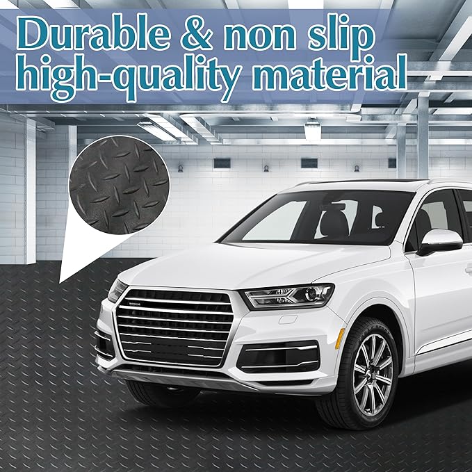 7.5 x 17 FT Garage Floor Mat,2.5 mm Thickness Diamond PVC Garage Flooring Roll, Anti-Slip Shop Floor & Parking mats for Workshop,Gym,Golf Cart Parking or Trailers-PurrikoPets