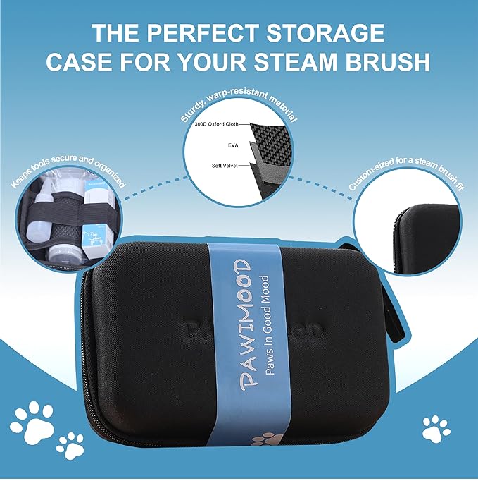 5 in 1 Pet Steam Brush for Dogs & Cats – Self Cleaning, 3 Pet Brush for Smoothing, Dematting, Thinning – Shedding, Grooming & Hair Removal, Includes Shampoo & Storage Case (8.0"-promax)-PurrikoPets