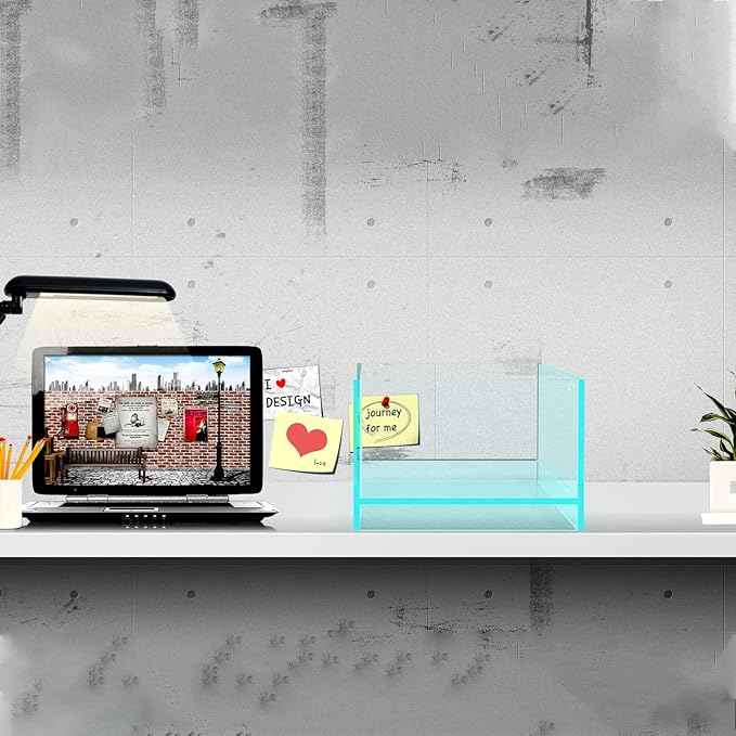 Fzone 1.7 Gal Nano Rimless Aquarium Low Iron Fish Tank NovaClear Ultra-White Translucent Glass Verso Series Nano Shallow Pond Levitating Floating Air Aquarium(A30-W18)-PurrikoPets