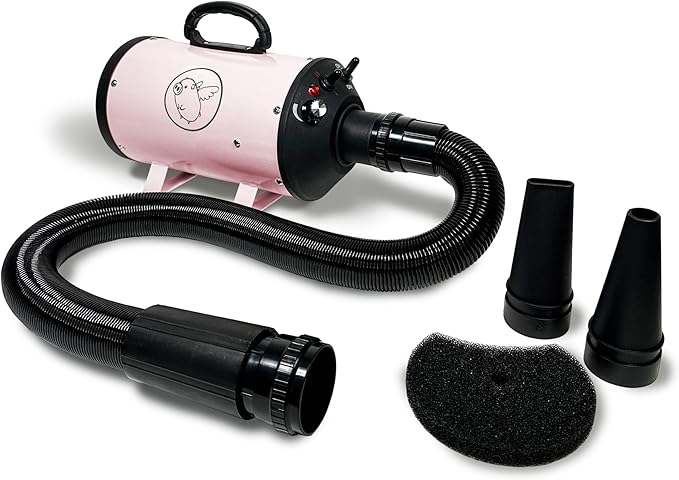 Flying Pig High Velocity Dog Pet Grooming Dryer w/Heater (Pastel Pink w/Grey Logo)-PurrikoPets