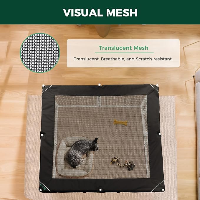 FXW Homeplus Unleashed Indoor Dog Playpen - Stress-Free and Safe Play, Heavy Duty 32 Inch 8 Wire Panels with Playpen Cover for Small and Medium Dogs, White│Patented-PurrikoPets