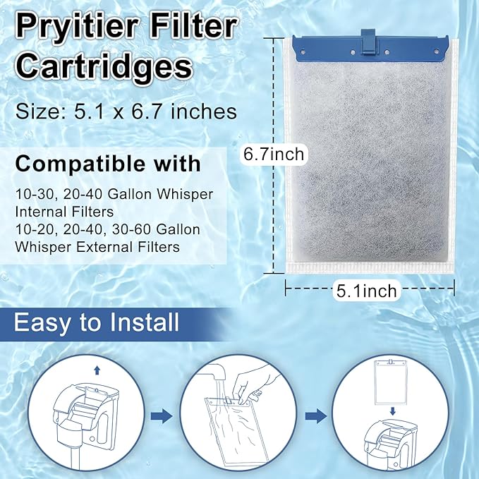 16 Pack Filter Cartridge Compatible with Whisper Filters 20i,40i/IQ20,30,45,60/PF20,30,40,60 and ReptoFilter, Large Aquarium Replacement Filter Cartridges for Fish Tank-PurrikoPets