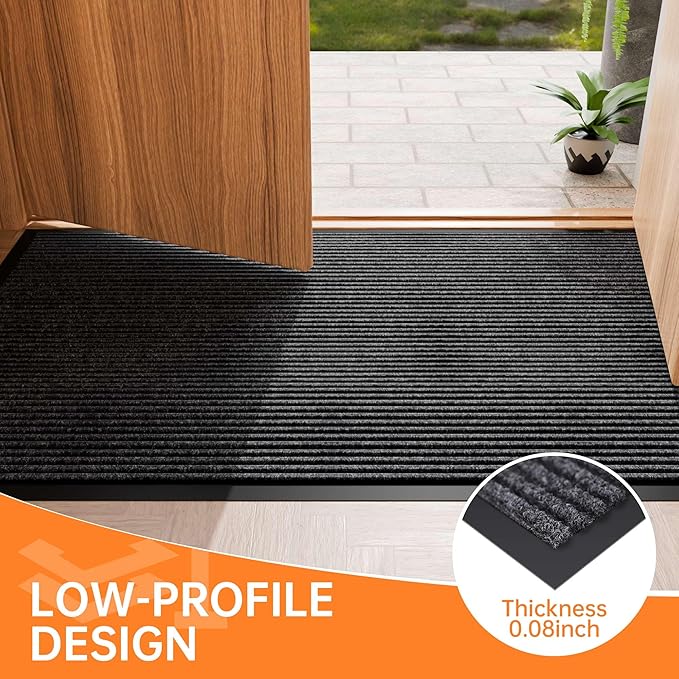 Front Door Mat, 4'x8' Indoor Outdoor Door Mat, Commercial Industrial Entrance Doormat, Heavy Duty Welcome Mat, Rubber Backing Non Slip Doormat for Entryway-PurrikoPets