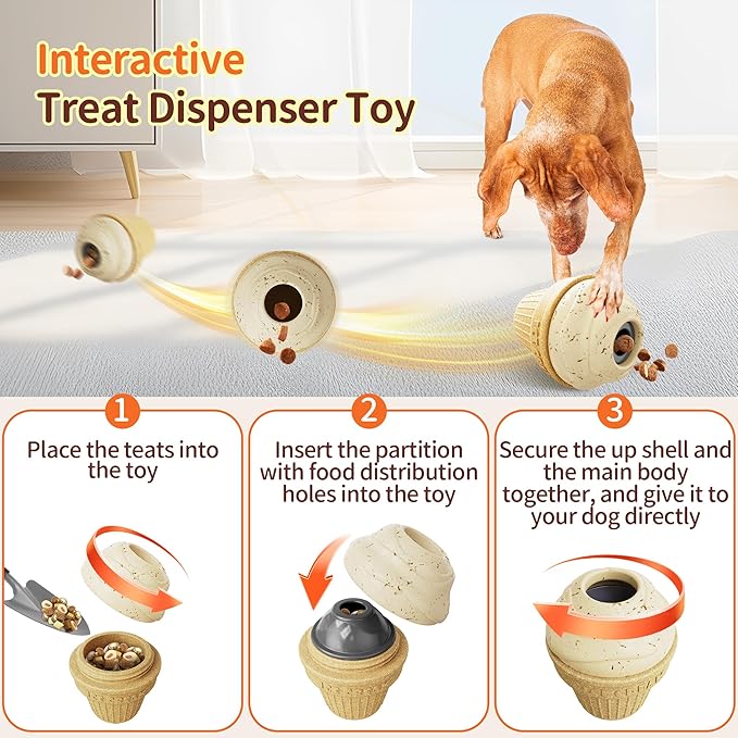 Dog Treat Dispenser Toy Interactive, Frozen Treat Toy Reduces Anxiety, Chew Toys for Aggressive Chewers, Birthday Enrichment Toy, Dog Treat Toys to Keep Them Busy for All Breeds-PurrikoPets