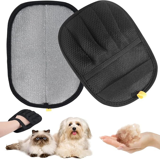 2-Pack Pet Hair Remover Gloves - Reusable Grooming Gloves for Dogs & Cats, Static Electricity Fur Removal Mitts for Furniture, Car, Clothing - Quick Dry Cleaning-PurrikoPets