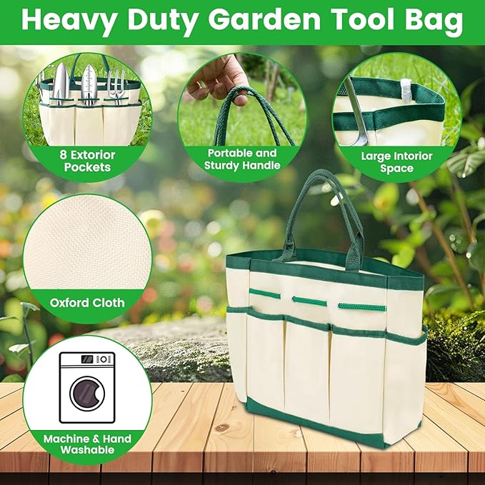 Garden Tool Set 9 PCS, Heavy Duty Gardening Hand Tools for Women, Durability Garden Tool Bag, Rust-Proof Aluminum Gardening Supplies, Ideal Gifts for Women and Men-PurrikoPets