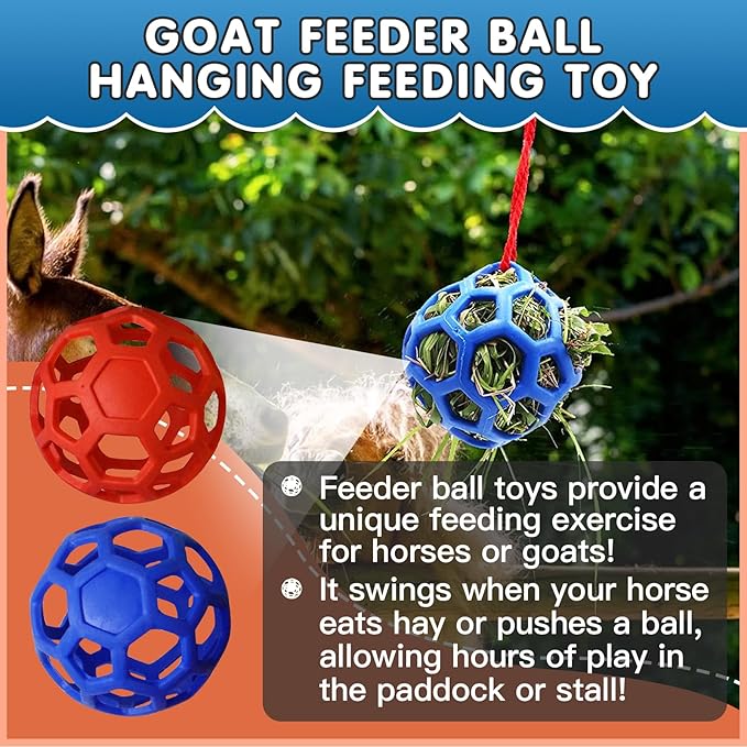 2 Pcs Hay Ball for Horses to Play with, Relieve Stress with This Bright Color Hay Feeder Ball for Horses Goat to Avoid Boredom-PurrikoPets