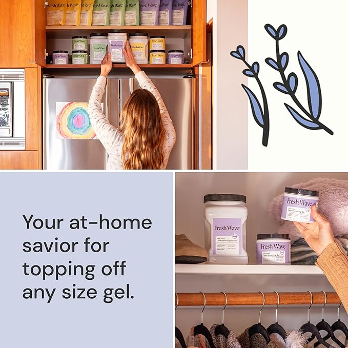 Fresh Wave Lavender Odor Removing Gel Refill, 63 oz. - Safer Odor Absorbers for Home, Natural Plant-Based Odor Eliminator, Every 15 oz. lasts 30-60 Days, For Cooking, Trash & Pets-PurrikoPets