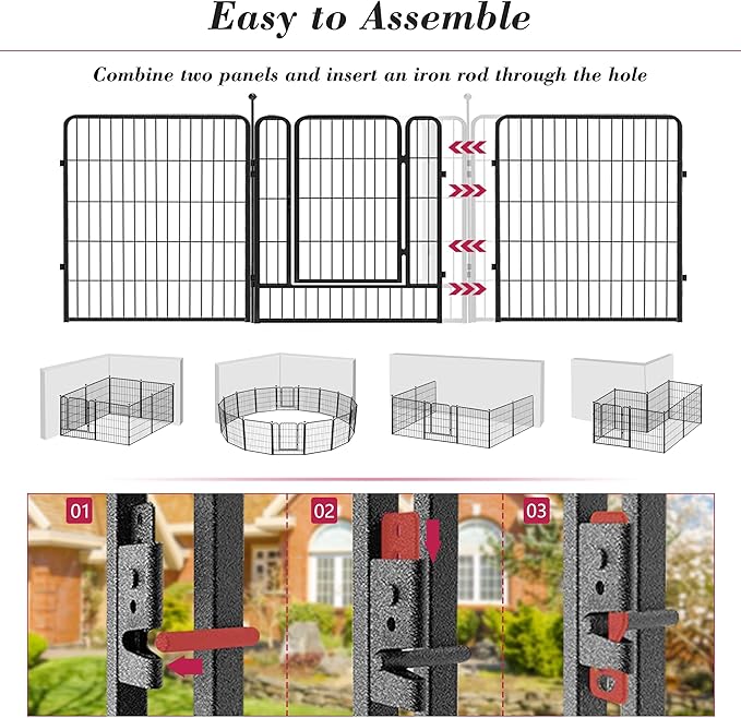 Dog Playpen 32 inch 20 Panels Indoor Outdoor Dog Pen for Medium/Small Dogs Heavy Duty Metal Dog Fence Outdoor for Yard, Puppy Playpen with Door Portable Pet Fence for RV Camping Yard-PurrikoPets