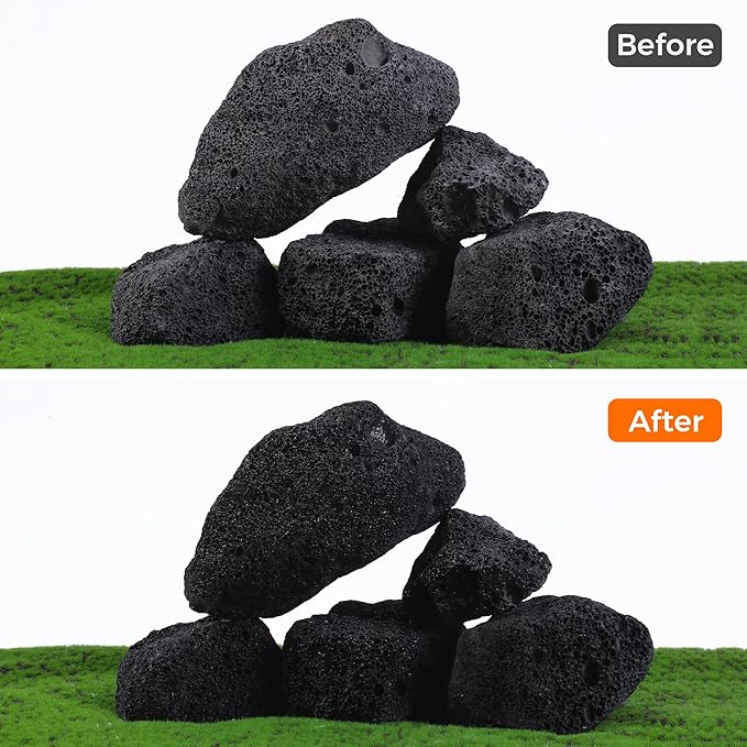 2-8 Inches Large Natural Black Lava Rock 5 PCS Aquarium Rocks for Aquascaping, Aquarium Landscaping, Terrariums, Fish Tank Decoration, Vivariums, Paludarium, Reptile and Amphibian Enclosures-PurrikoPets