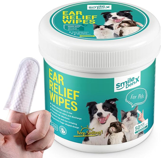 Dog Ear Cleaner Wipes - Dog Ear Infection Treatment Fast Relief from Ear Itching and Inflammation, Cat Ear Wipes Gently Remove Ear Wax Debris and Smelly-PurrikoPets