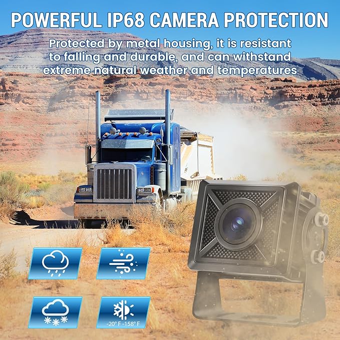 7'' HD1080P Wired Backup Camera System with Touch Screen Monitor, 2 Wired Rear View Cameras, Colorful Night Vision& IP68 Rated &10G Vibration, Backup Camera for Trucks/RVs/Trailers/Skid Steer-PurrikoPets