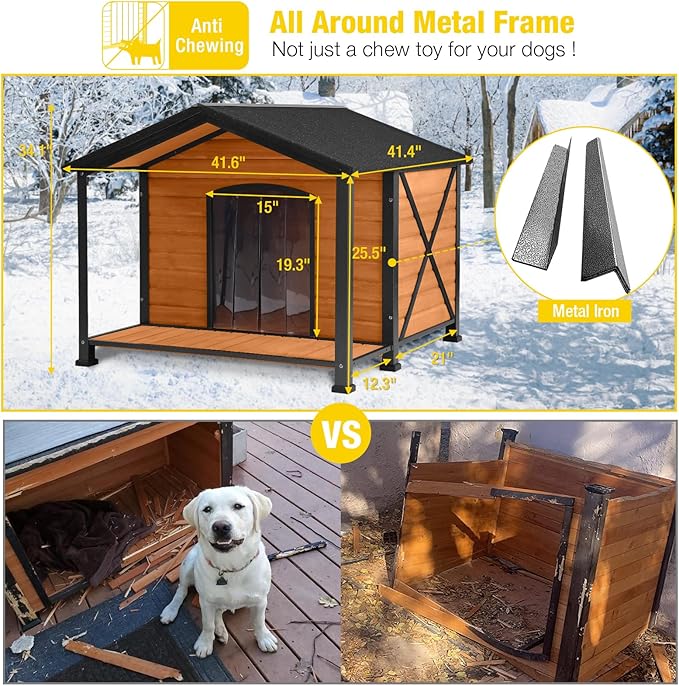 Aivituvin Large Dog House Outdoor Insulated Dog Kennel with Insulated Liner for Winter-PurrikoPets