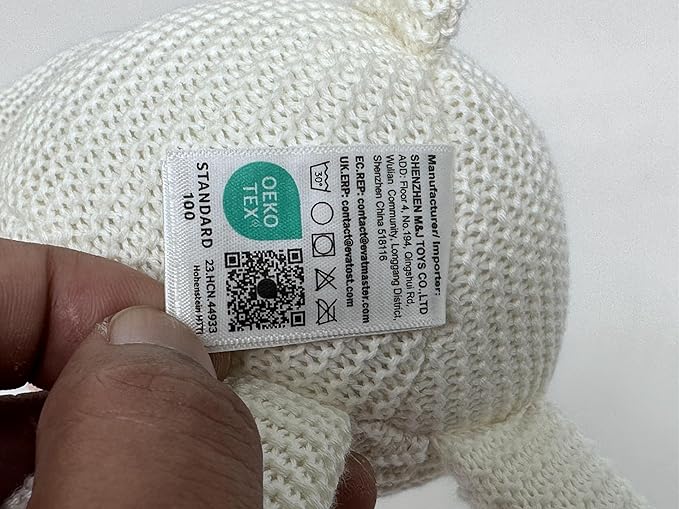 100% Organic Cotton Baby Stuffed Animals White Teddy Bear for Newborn 6.5"-PurrikoPets
