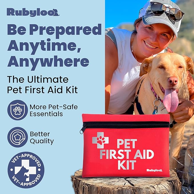 Dog First Aid Kit for Hiking & Travel - Vet Approved Emergency Supplies - Pet First Aid Kit Guide, Tick Remover, Thermal Blanket & More - Compact Dog Hiking Gear for Camping, Hunting, Backpacking-PurrikoPets